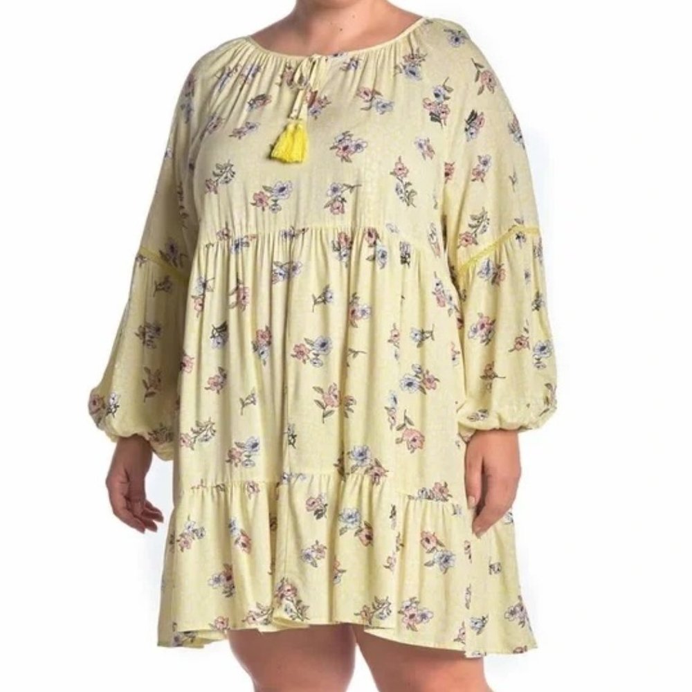 Love, Fire Tiered Dress in Lemonade Floral NWT size 3X